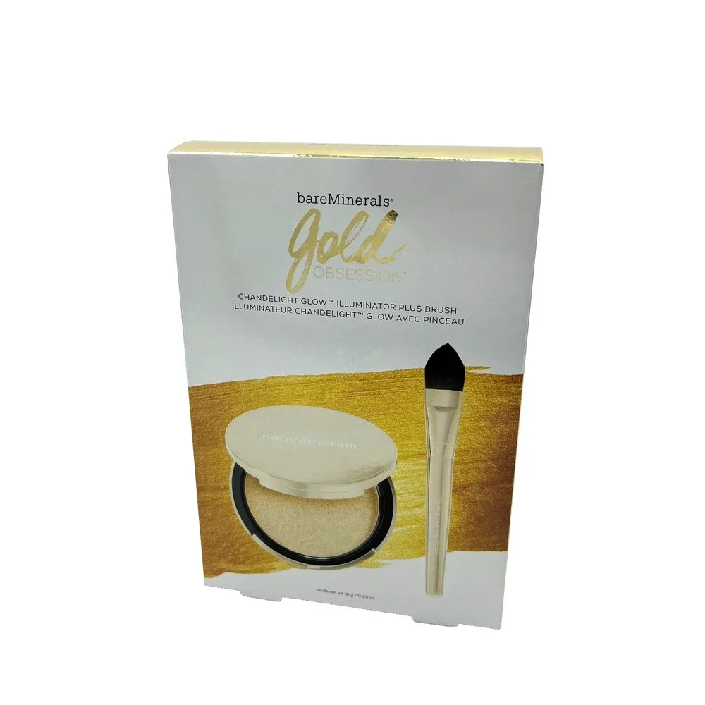 Bare Minerals Gold Obsession Chandelight Glow Illuminator Plus Brush 10g‎ NIB